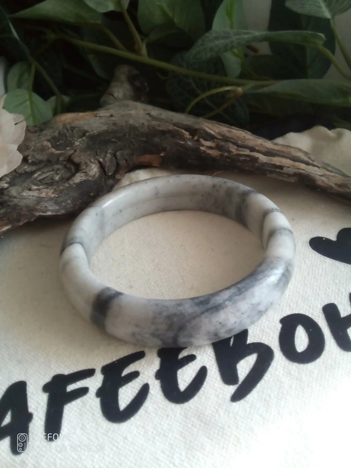 Bracelet jonc de jade gris/noir pierre naturelle – photo 2
